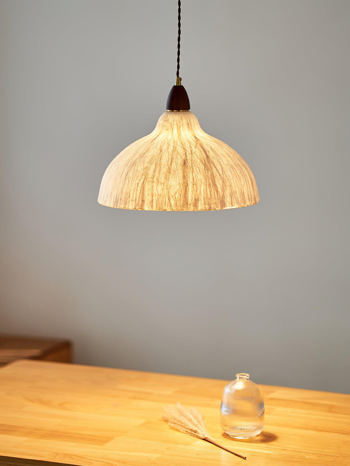 Vellara Papier & Bois Pendentif Lampe - Neutralighting