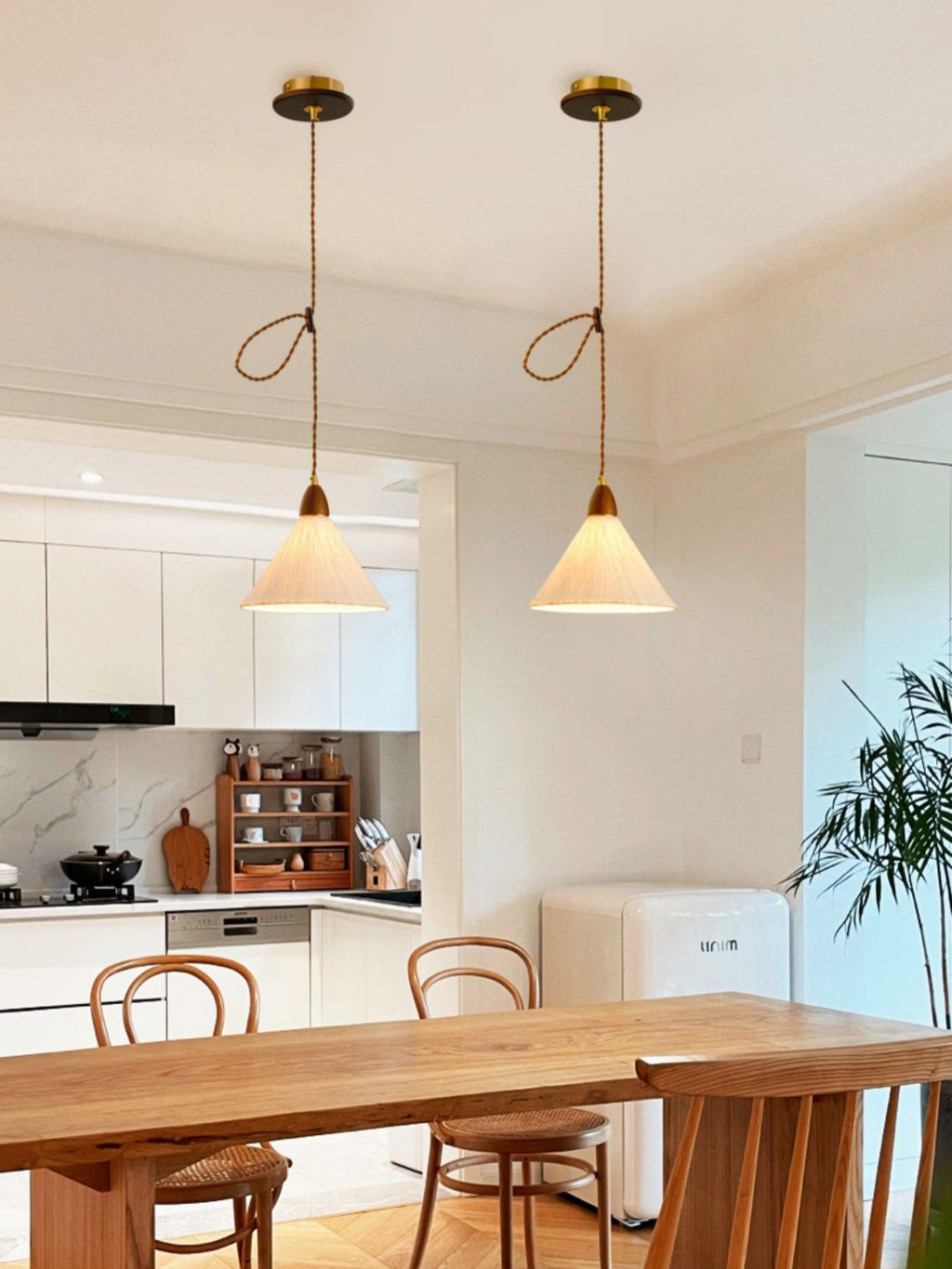 Vellara Papier & Bois Pendentif Lampe - Neutralighting