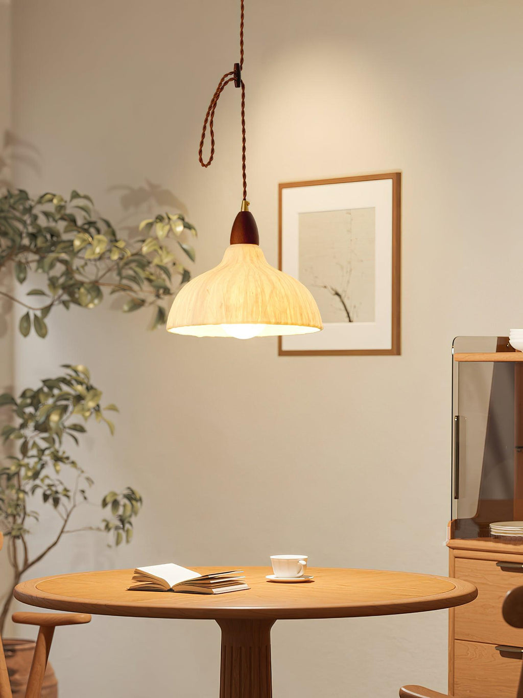 Vellara Papier & Bois Pendentif Lampe - Neutralighting