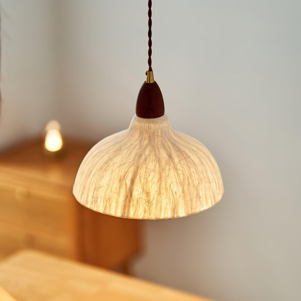 Vellara Papier & Bois Pendentif Lampe - Neutralighting