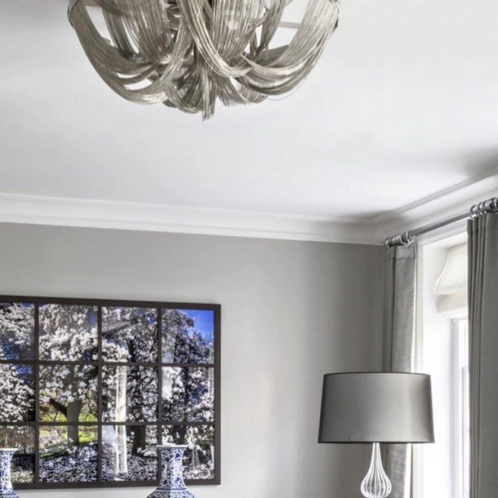 Lustra Plafonnier Frange Chaîne Cadre Nickel - Neutralighting