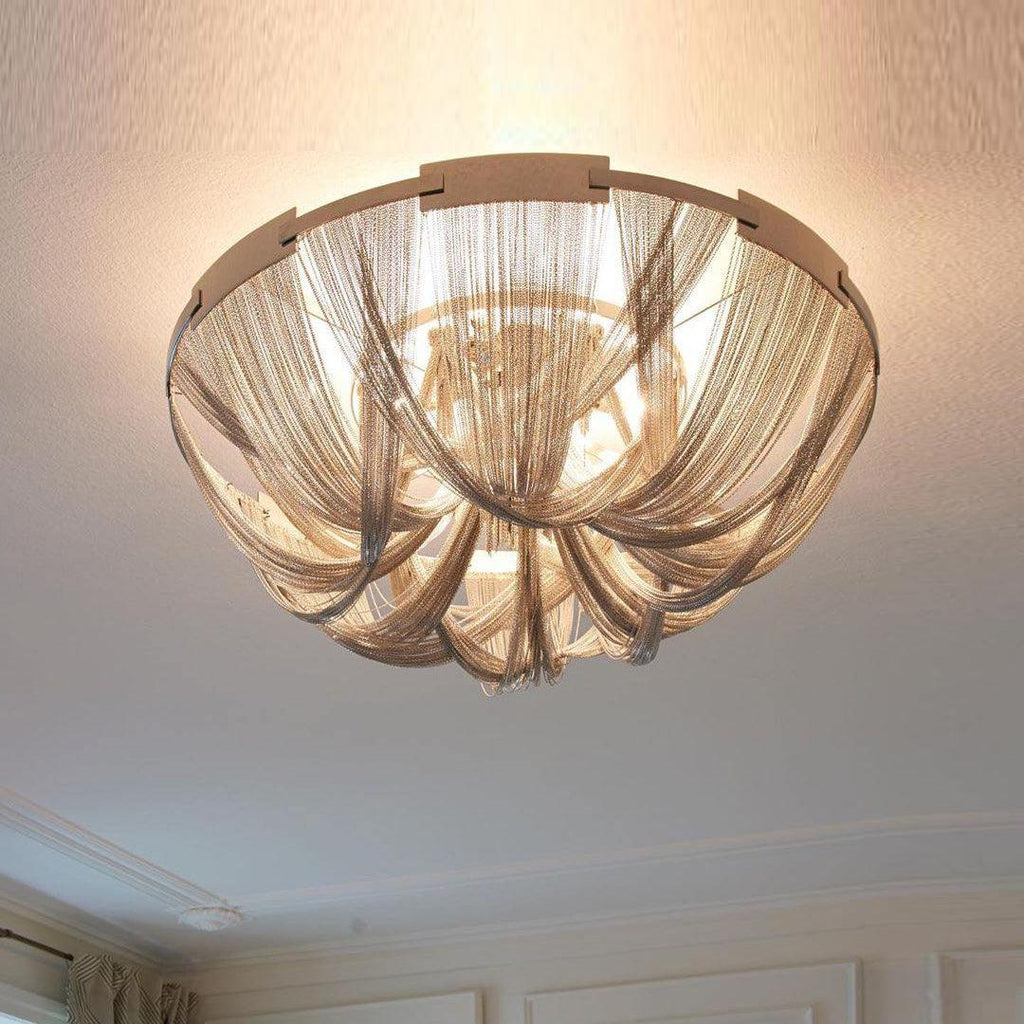 Lustra Plafonnier Frange Chaîne Cadre Nickel - Neutralighting