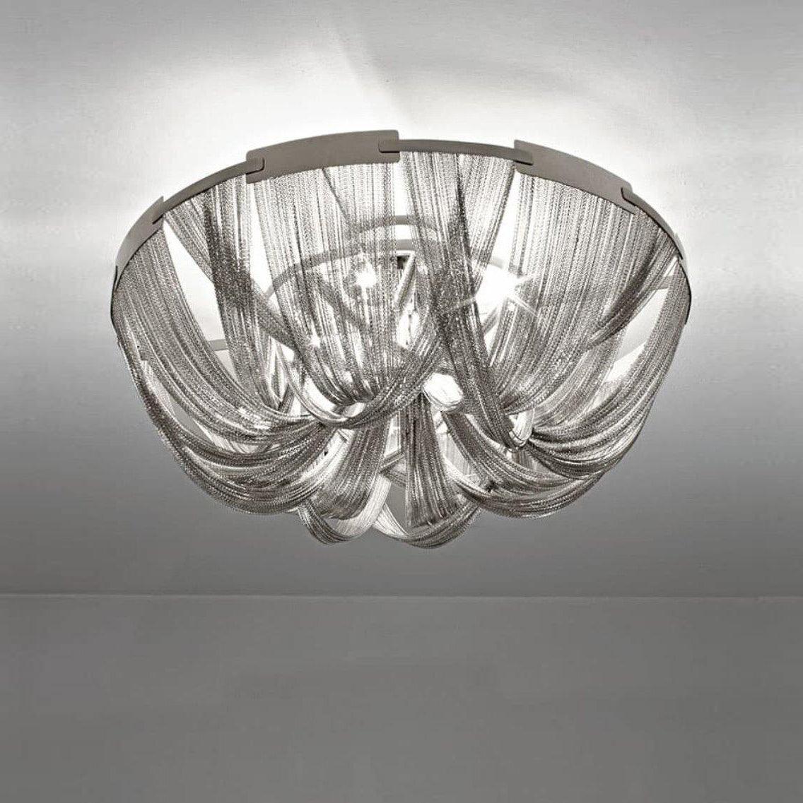 Lustra Plafonnier Frange Chaîne Cadre Nickel - Neutralighting
