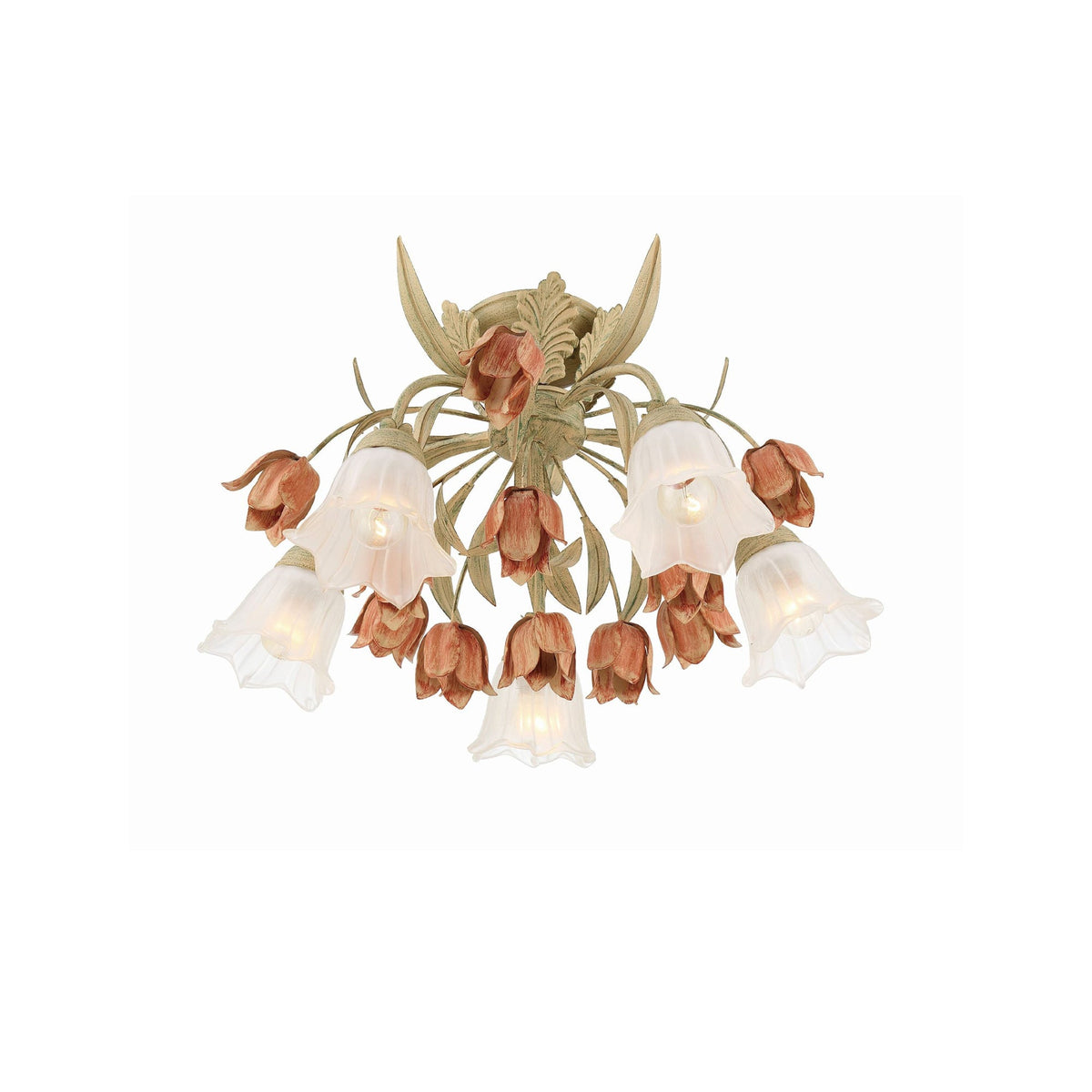 Veshael Élégance Art Sage Rose Verre Plafonnier - Neutralighting