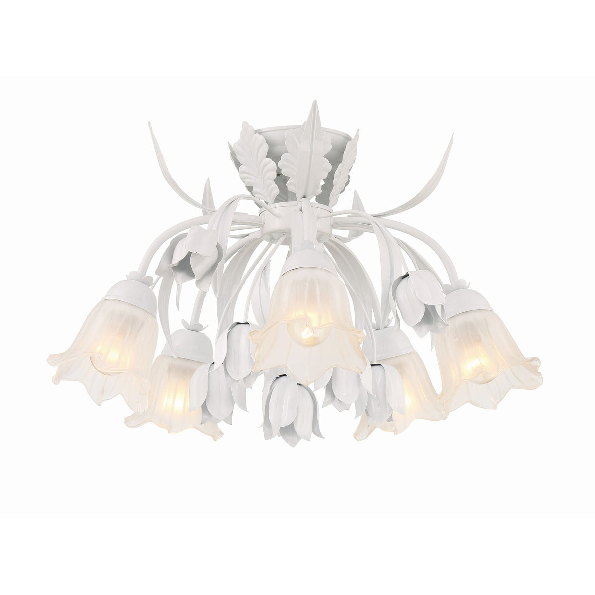 Veshael Élégance Art Sage Rose Verre Plafonnier - Neutralighting