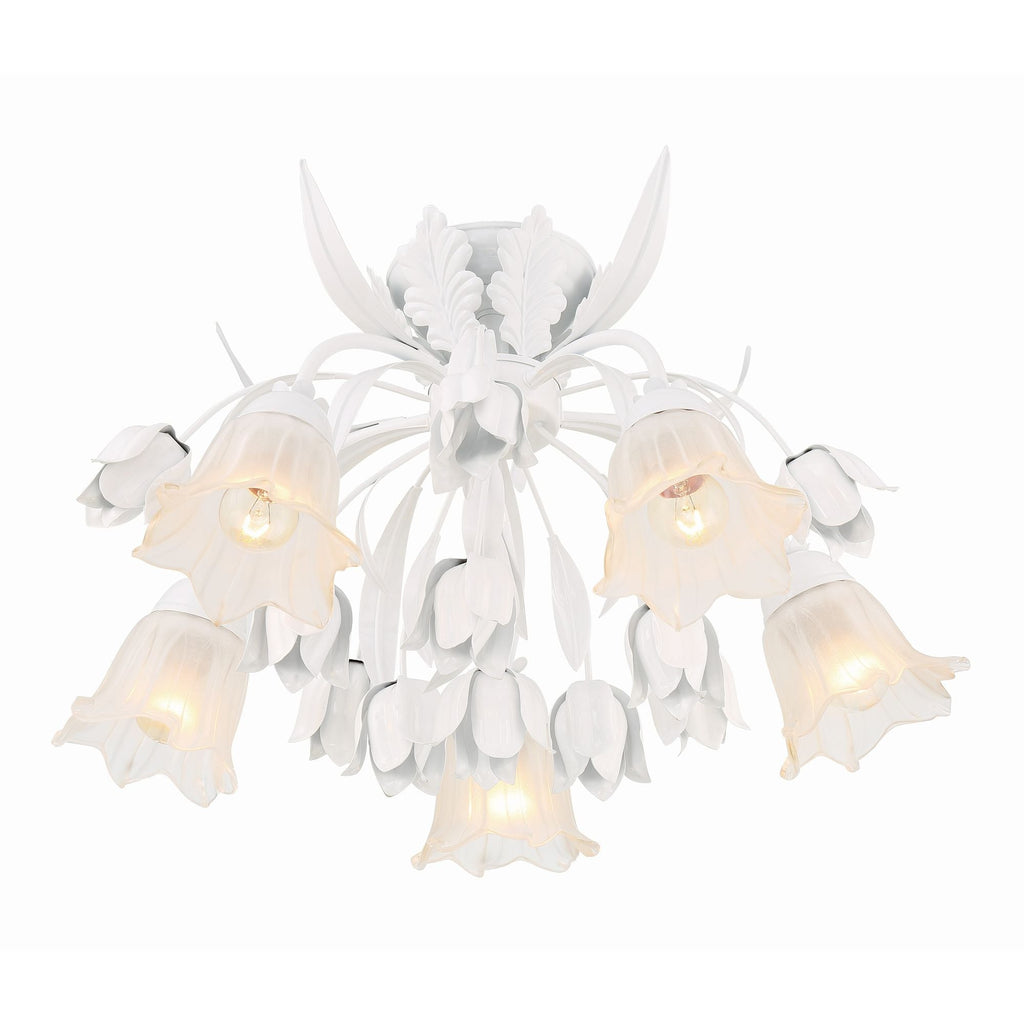 Veshael Élégance Art Sage Rose Verre Plafonnier - Neutralighting