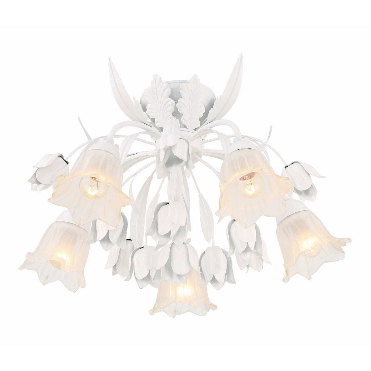 Veshael Élégance Art Sage Rose Verre Plafonnier - Neutralighting