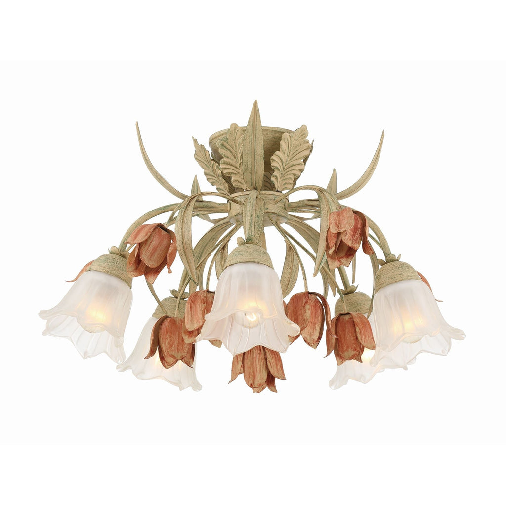 Veshael Élégance Art Sage Rose Verre Plafonnier - Neutralighting