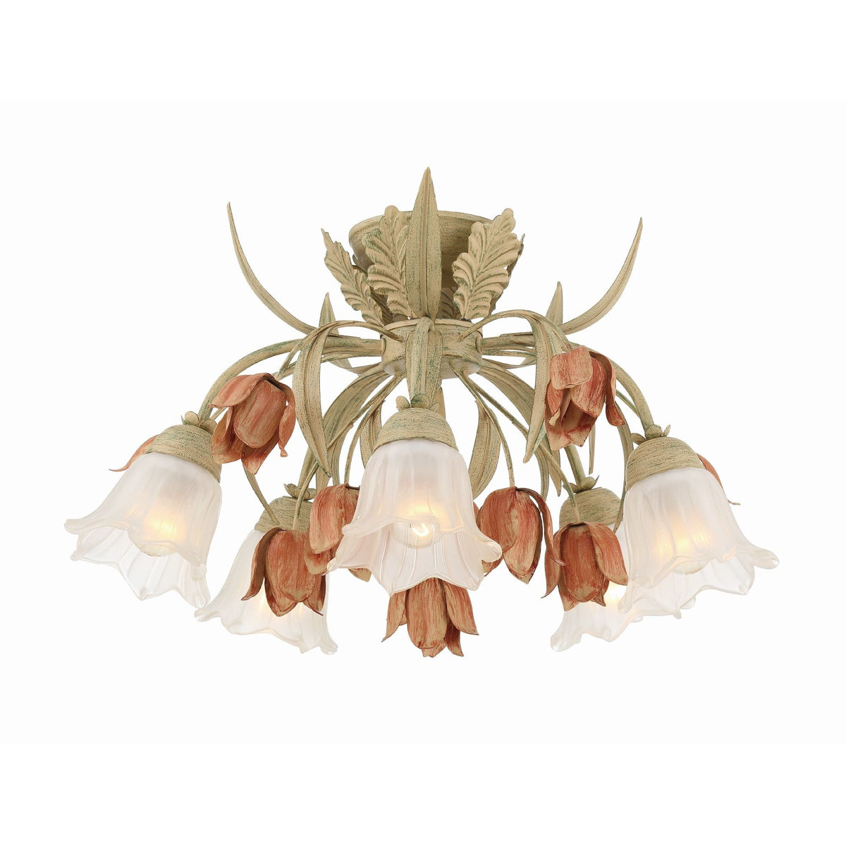 Veshael Élégance Art Sage Rose Verre Plafonnier - Neutralighting