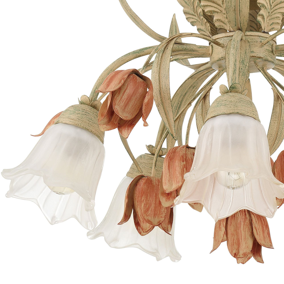 Veshael Élégance Art Sage Rose Verre Plafonnier - Neutralighting
