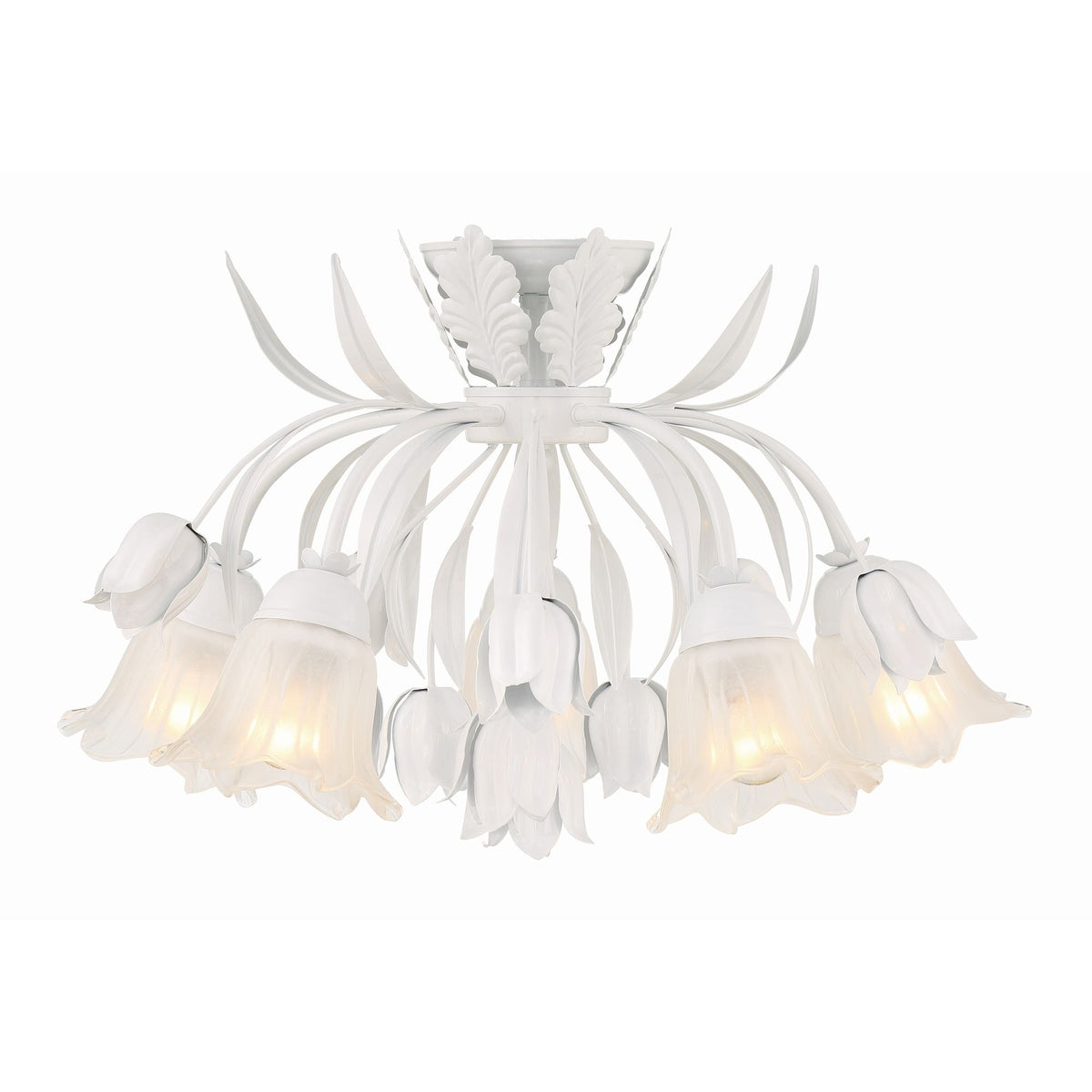 Veshael Élégance Art Sage Rose Verre Plafonnier - Neutralighting