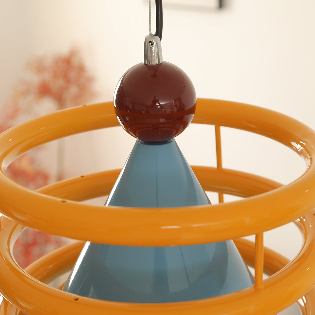 Sowden Lampe Pendentive Cône Bleu Anneaux Orange - Neutralighting