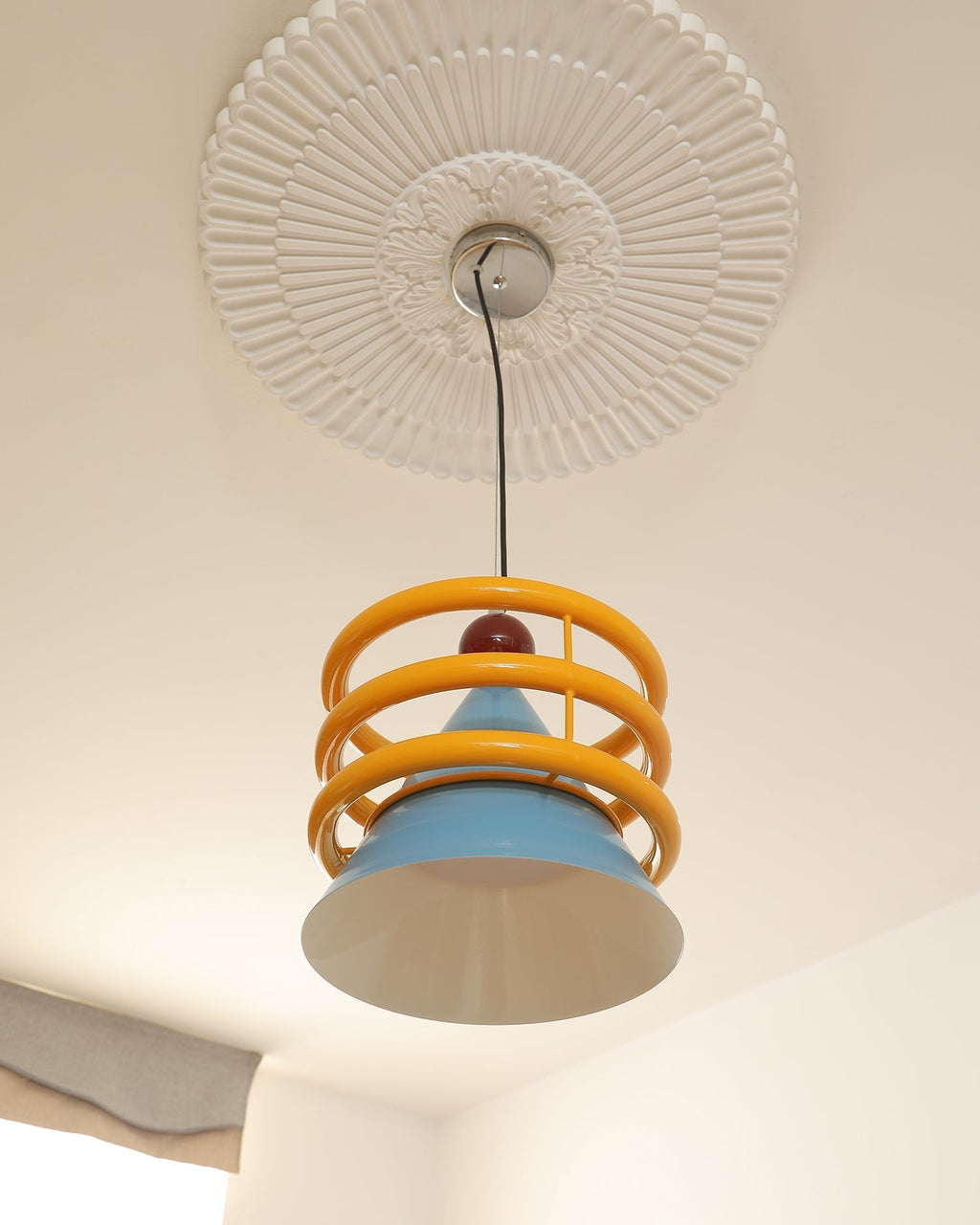 Sowden Lampe Pendentive Cône Bleu Anneaux Orange - Neutralighting