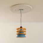 Sowden Lampe Pendentive Cône Bleu Anneaux Orange - Neutralighting