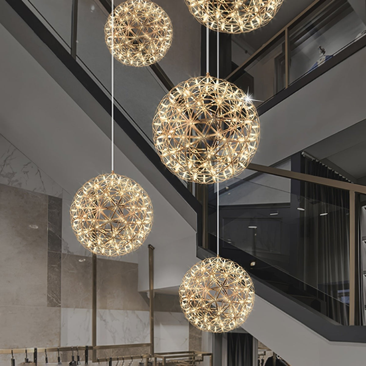 Ivthayra Lampe Pendante Boule Dorée de Luxe Postmoderne - Neutralighting
