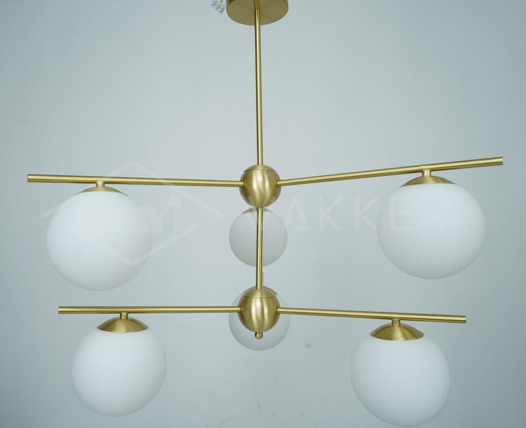 Lustra Chandelier Sphère & Tige Moderne Or LED - Neutralighting