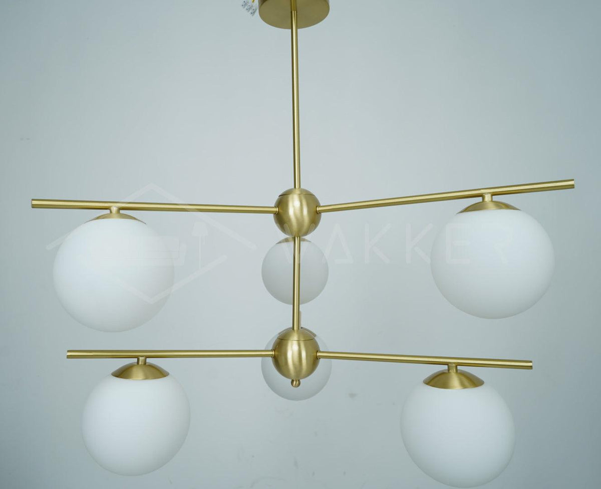 Lustra Chandelier Sphère & Tige Moderne Or LED - Neutralighting