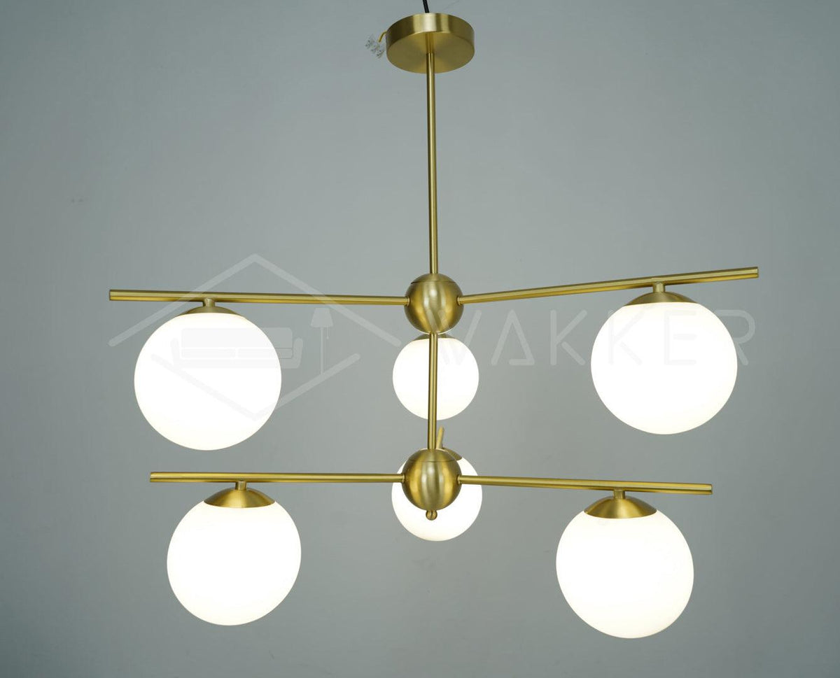 Lustra Chandelier Sphère & Tige Moderne Or LED - Neutralighting