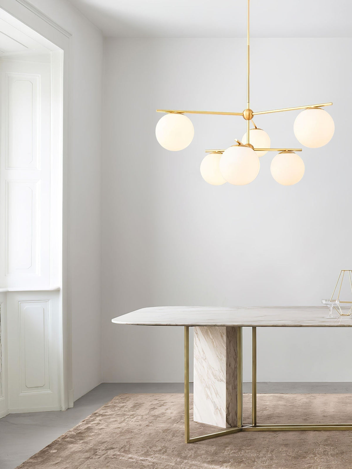 Lustra Chandelier Sphère & Tige Moderne Or LED - Neutralighting