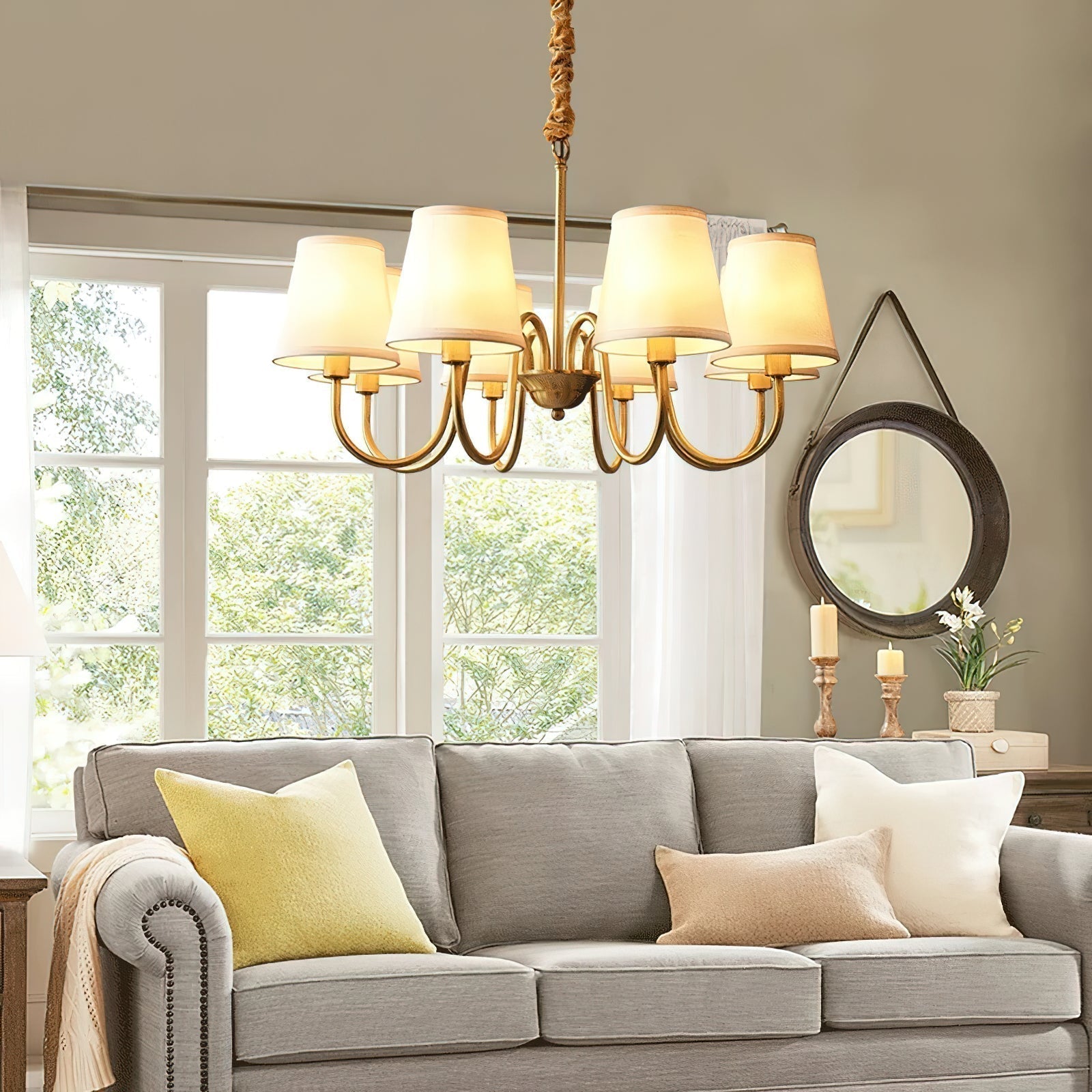 Stacey Chandelier en Tissu Traditionnel Vieilli - Neutralighting