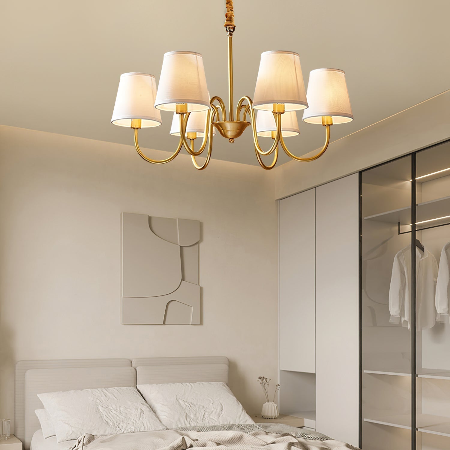 Stacey Chandelier en Tissu Traditionnel Vieilli - Neutralighting