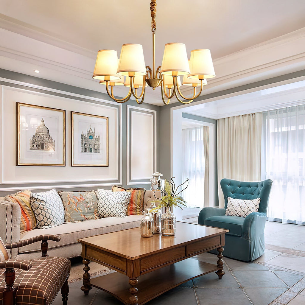 Stacey Chandelier en Tissu Traditionnel Vieilli - Neutralighting