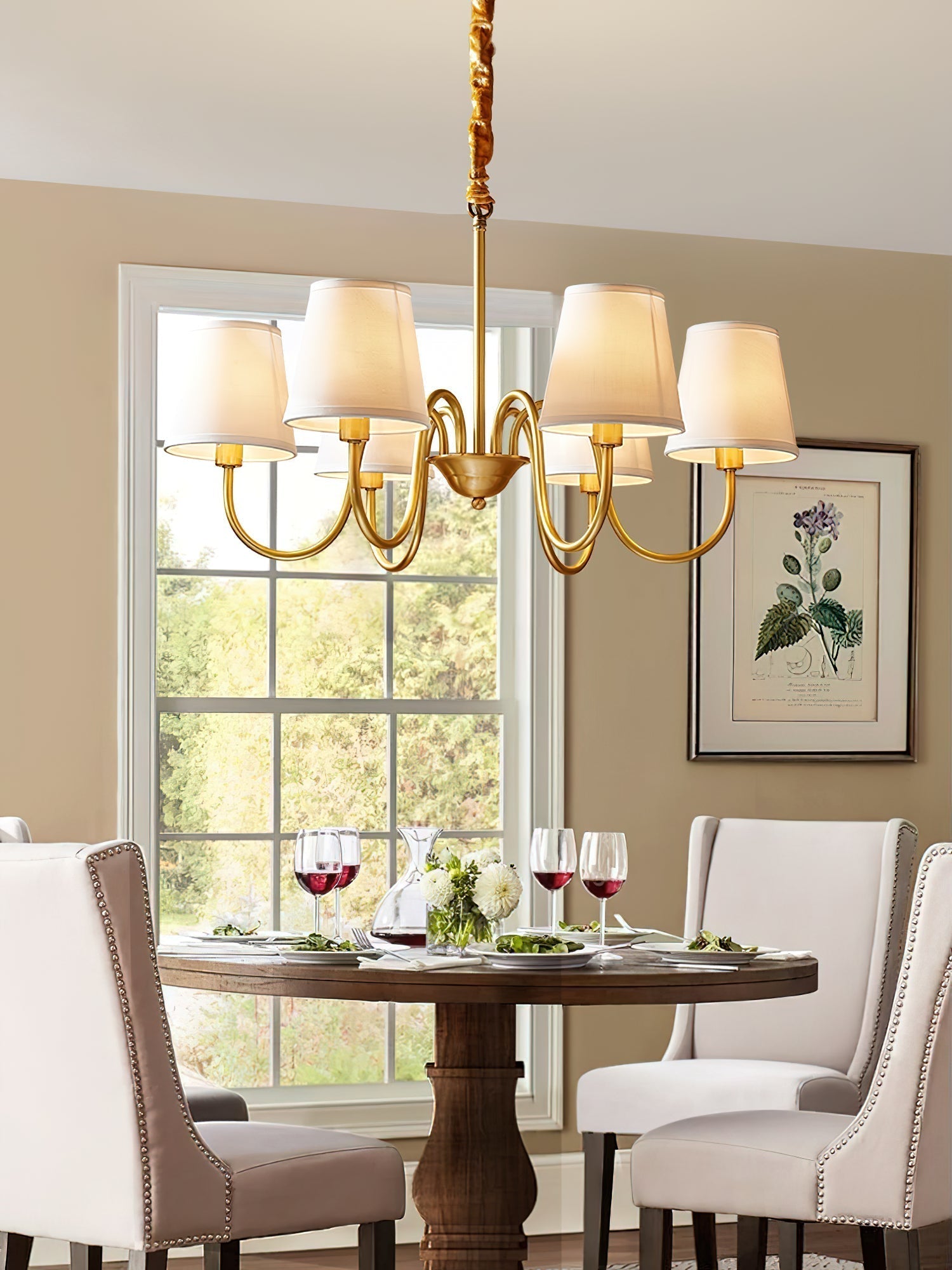 Stacey Chandelier en Tissu Traditionnel Vieilli - Neutralighting