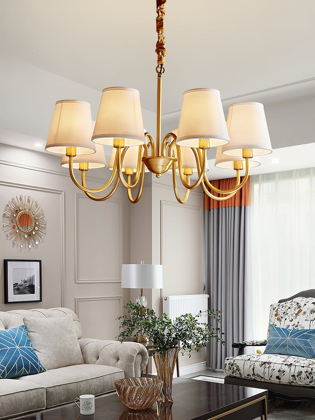 Stacey Chandelier en Tissu Traditionnel Vieilli - Neutralighting