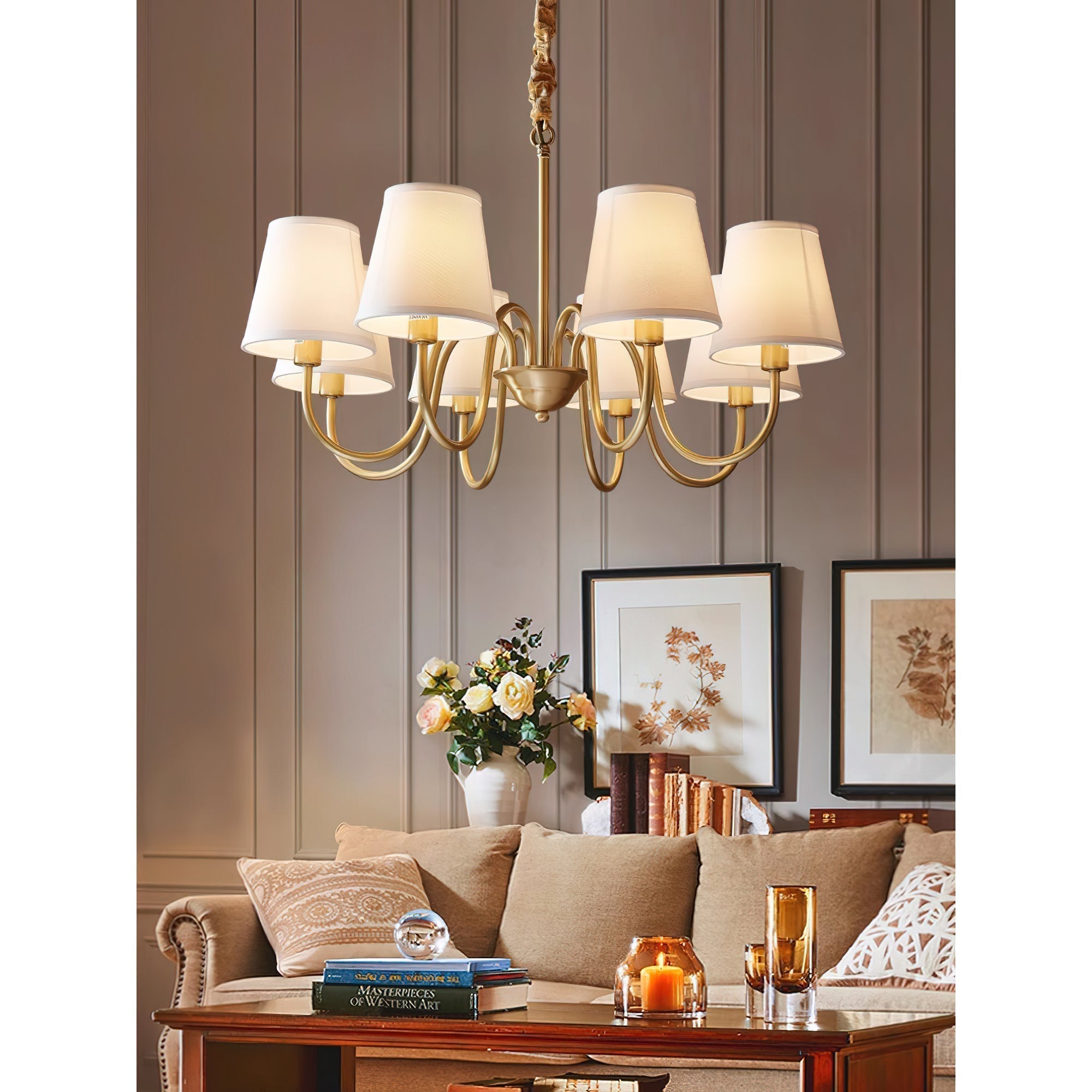 Stacey Chandelier en Tissu Traditionnel Vieilli - Neutralighting