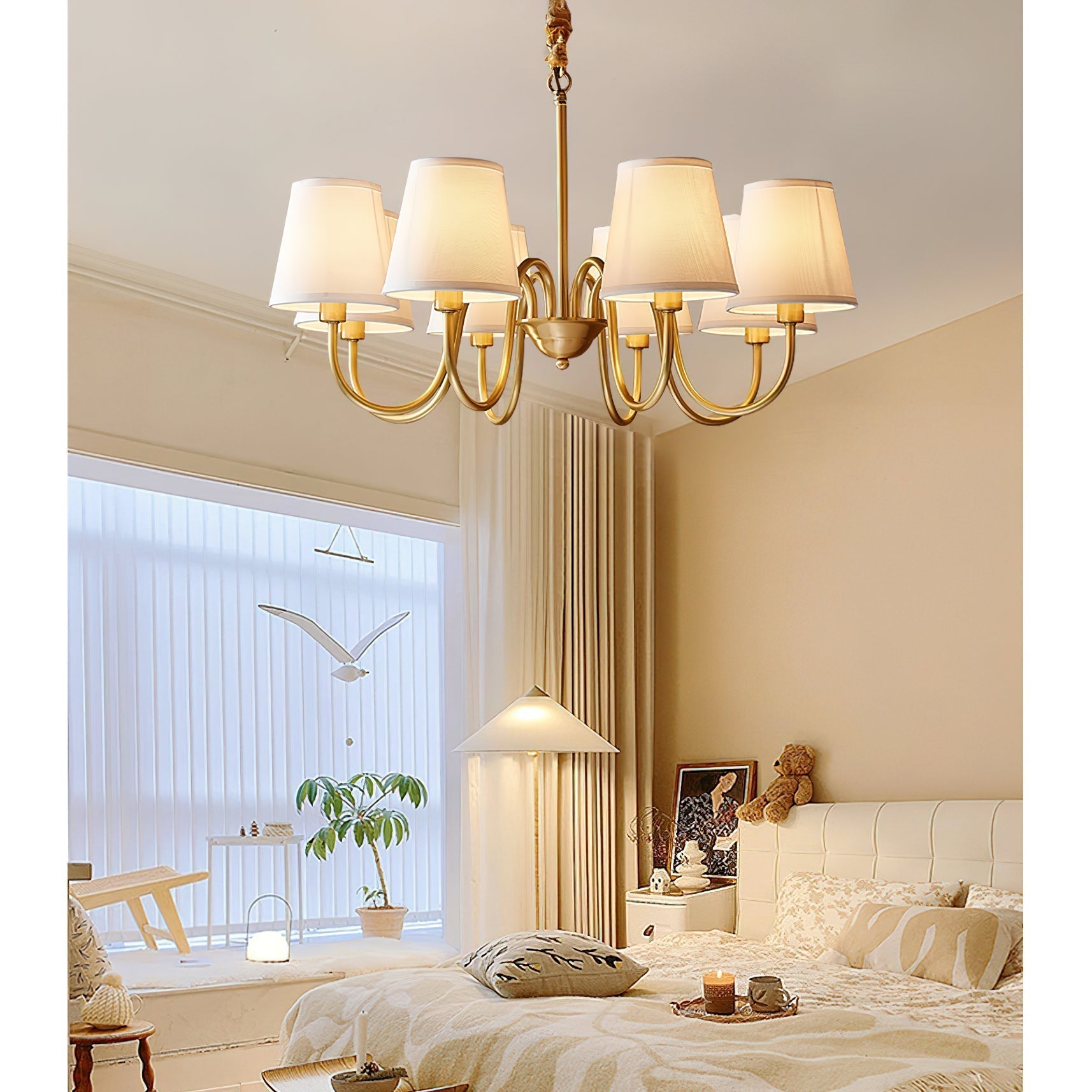 Stacey Chandelier en Tissu Traditionnel Vieilli - Neutralighting