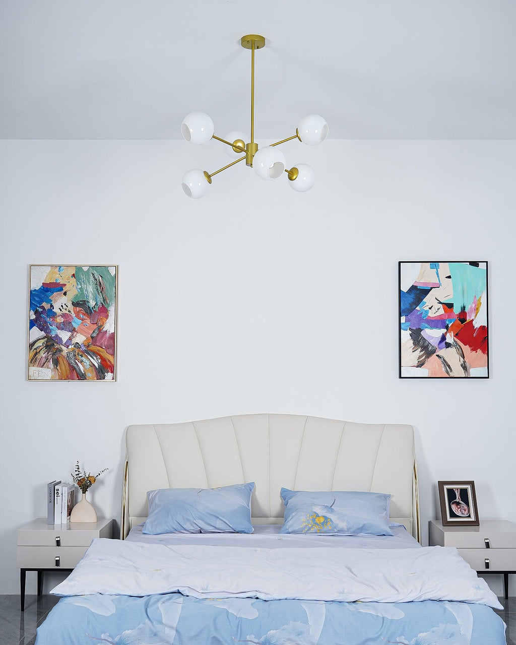 Solara Chandelier en Verre Décalé à 6 Lumières - Neutralighting