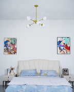 Solara Chandelier en Verre Décalé à 6 Lumières - Neutralighting
