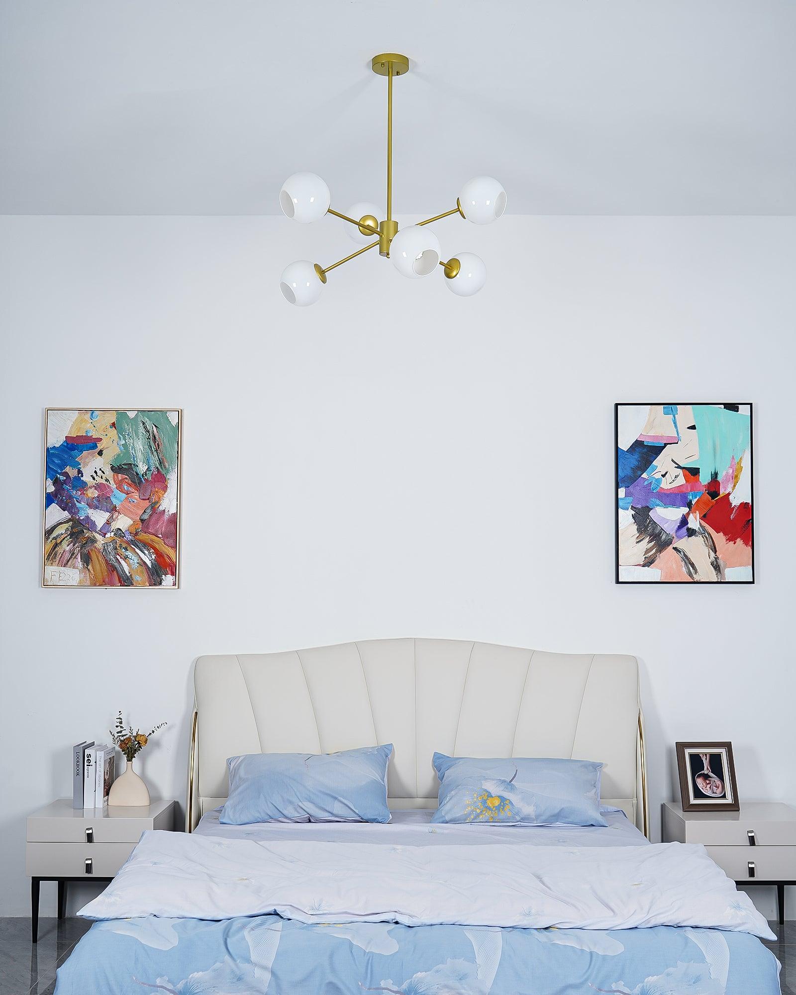 Solara Chandelier en Verre Décalé à 6 Lumières - Neutralighting