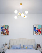 Solara Chandelier en Verre Décalé à 6 Lumières - Neutralighting