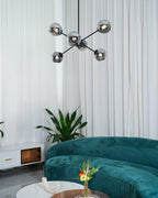 Solara Chandelier en Verre Décalé à 6 Lumières - Neutralighting