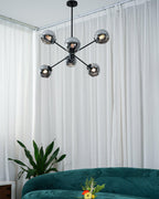 Solara Chandelier en Verre Décalé à 6 Lumières - Neutralighting