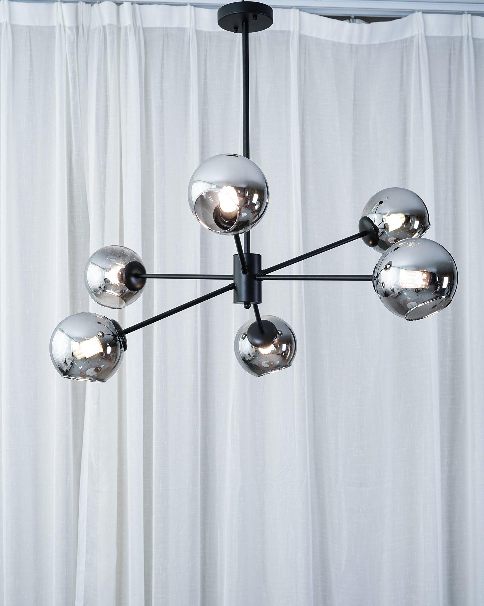 Solara Chandelier en Verre Décalé à 6 Lumières - Neutralighting