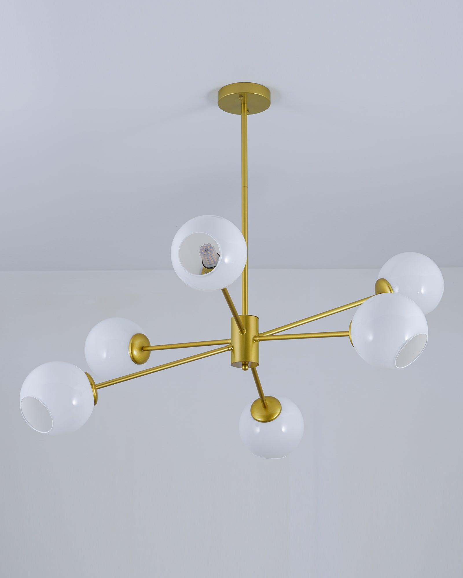 Solara Chandelier en Verre Décalé à 6 Lumières - Neutralighting