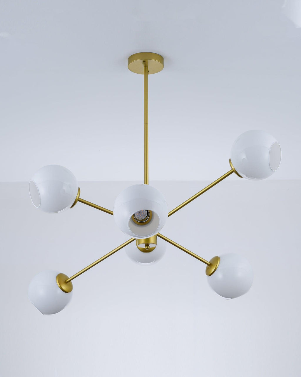 Solara Chandelier en Verre Décalé à 6 Lumières - Neutralighting