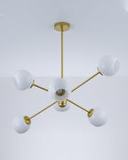 Solara Chandelier en Verre Décalé à 6 Lumières - Neutralighting