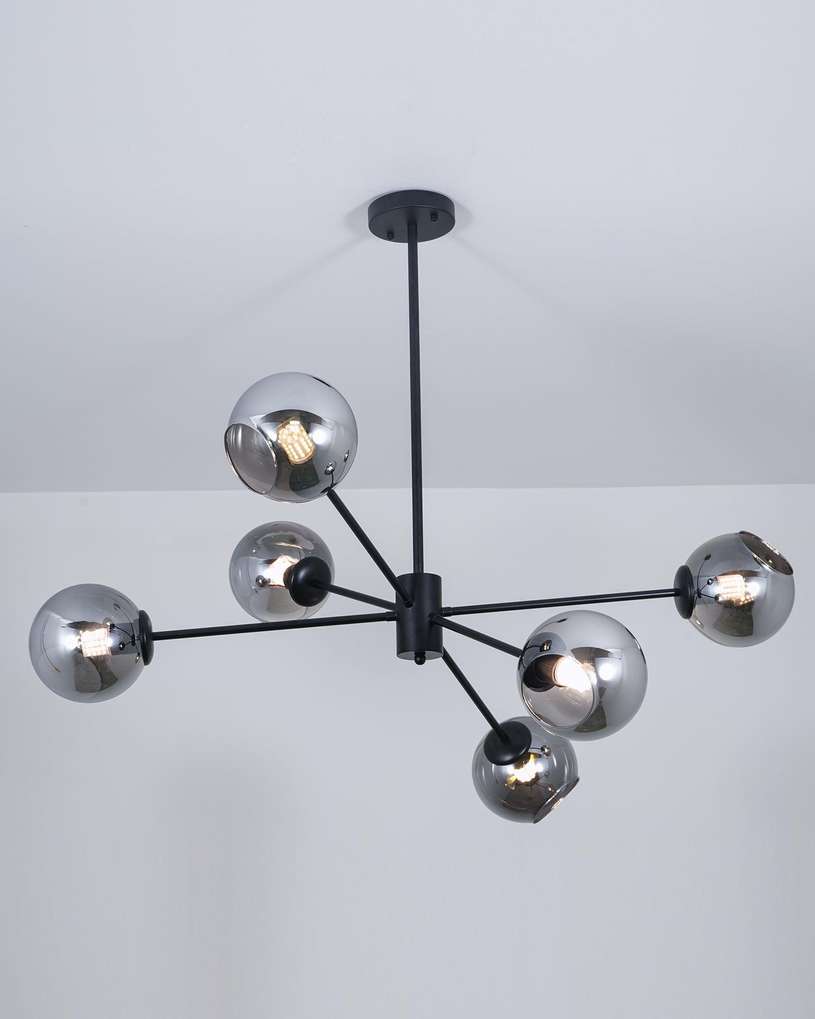 Solara Chandelier en Verre Décalé à 6 Lumières - Neutralighting