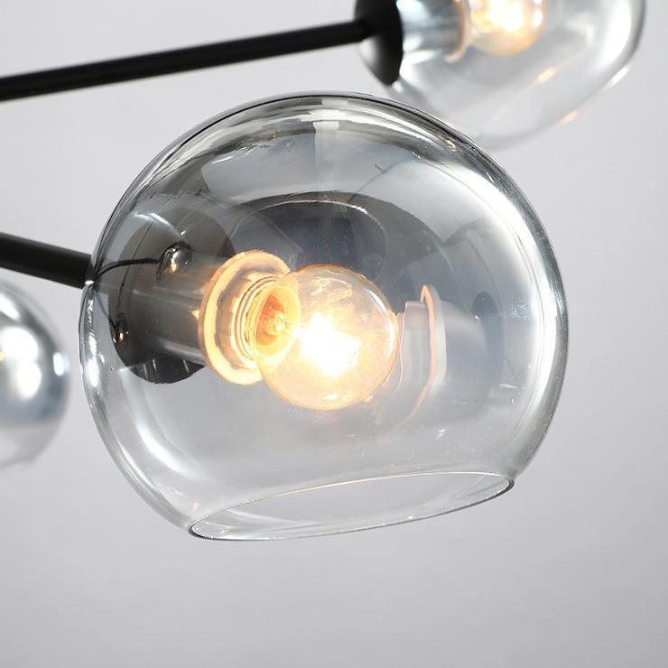 Solara Chandelier en Verre Décalé à 6 Lumières - Neutralighting