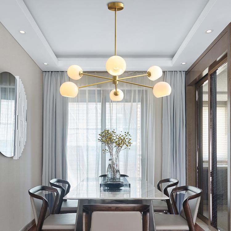 Solara Chandelier en Verre Décalé à 6 Lumières - Neutralighting