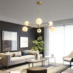 Solara Chandelier en Verre Décalé à 6 Lumières - Neutralighting