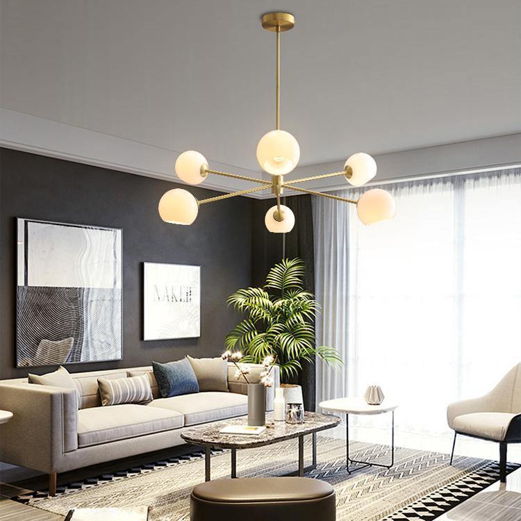 Solara Chandelier en Verre Décalé à 6 Lumières - Neutralighting
