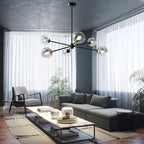 Solara Chandelier en Verre Décalé à 6 Lumières - Neutralighting