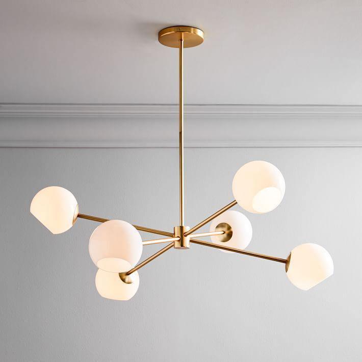 Solara Chandelier en Verre Décalé à 6 Lumières - Neutralighting