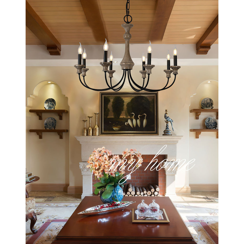 Zatheora Ancien Poussière D'étoiles Bois Métal Lustre - Neutralighting
