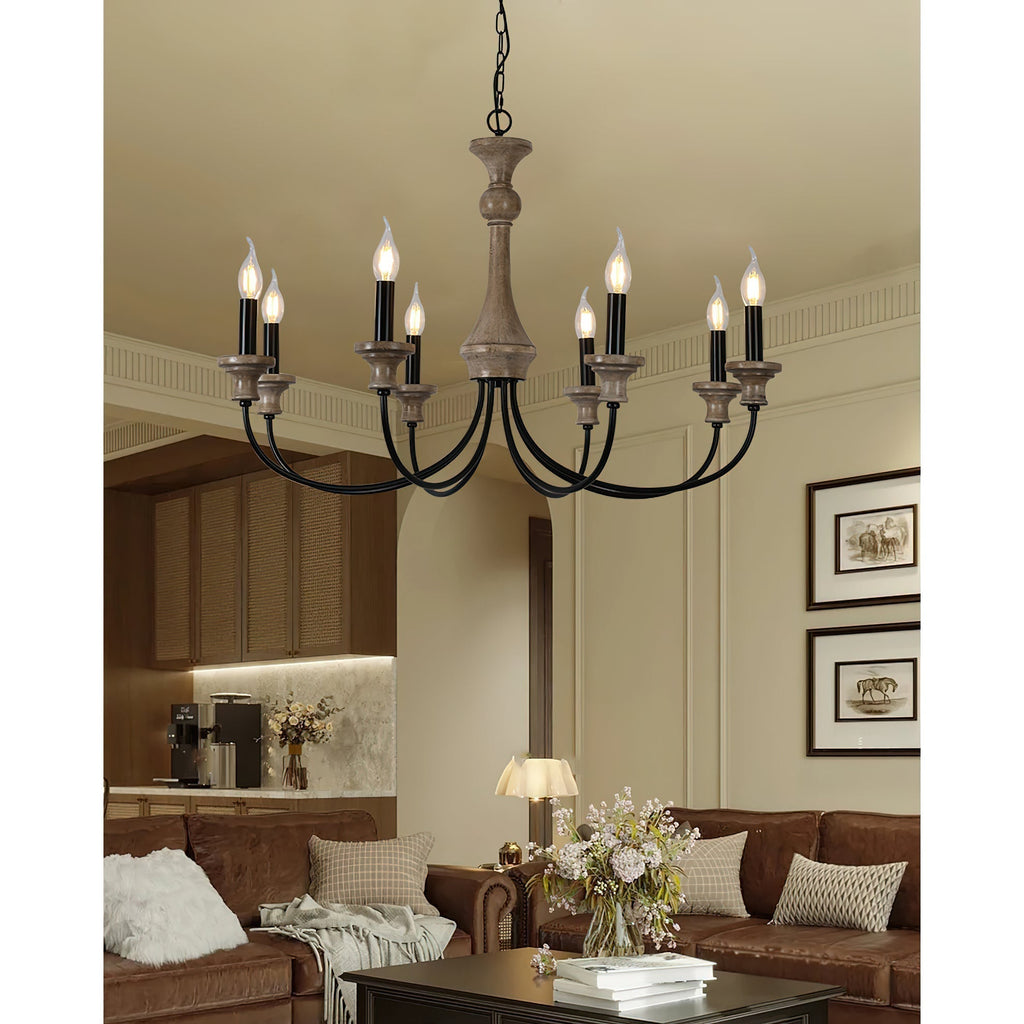 Zatheora Ancien Poussière D'étoiles Bois Métal Lustre - Neutralighting