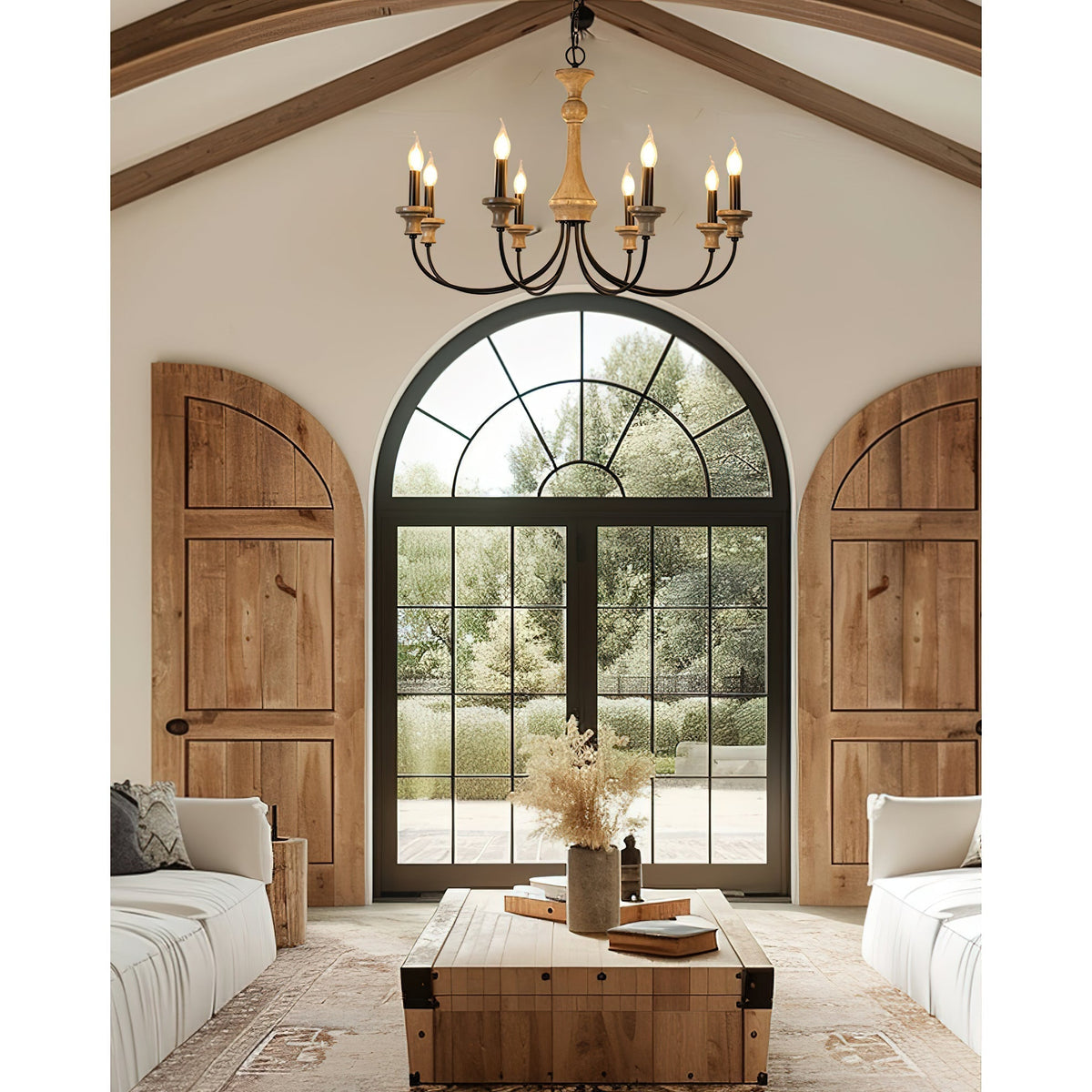Zatheora Ancien Poussière D'étoiles Bois Métal Lustre - Neutralighting